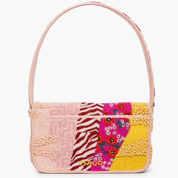 βSOLDβ STAUD Limited Edition Pink Patchwork Beaded Tommy Bag - Picture 2 of 14